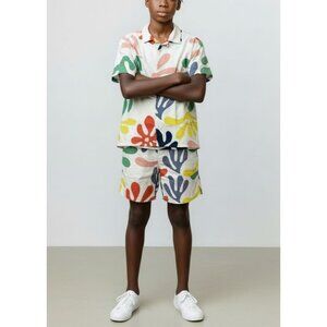 Free Assembly kids XL 14/16 Short-Sleeve Button-Up Shirt & Matching Shorts Set M